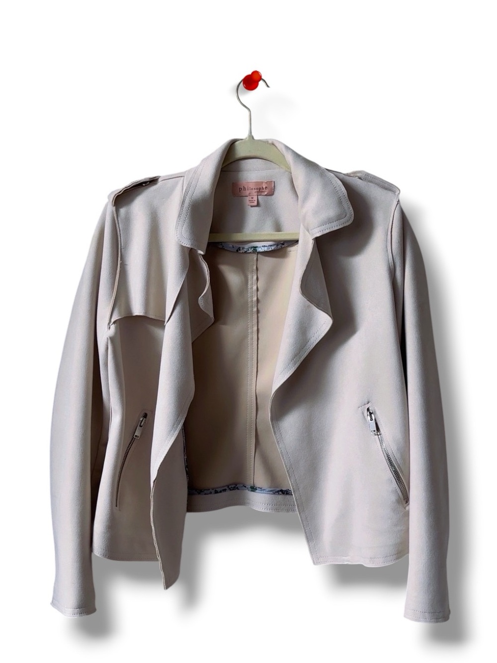 Philosophy Light Beige Draped Moto Jacket